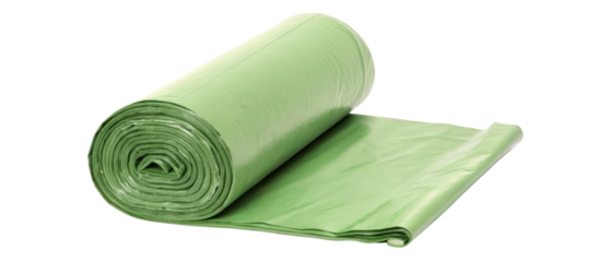 Roll of light green plastic sheeting isolated with transparent background