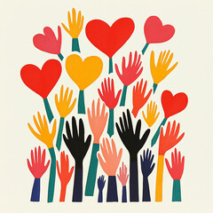 Obraz premium colorful hands holding heart made with generative AI