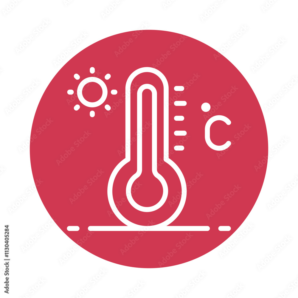 Poster thermometer vector circle outline icon. eps 10 file