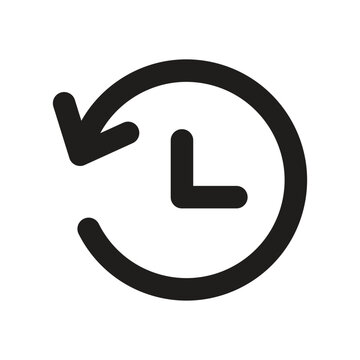Circular Clock Icon with Refresh or Rewind Arrow Indication