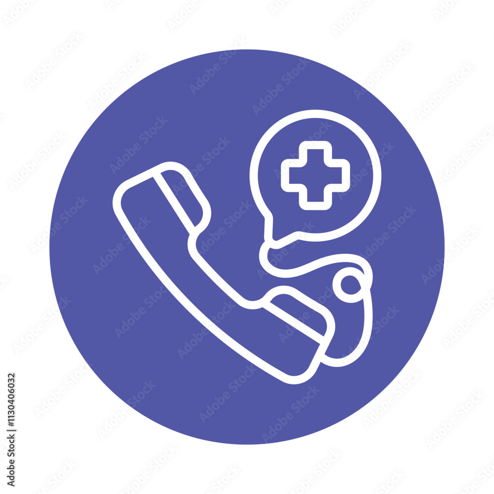 Poster emergency call vector circle outline icon. eps 10 file