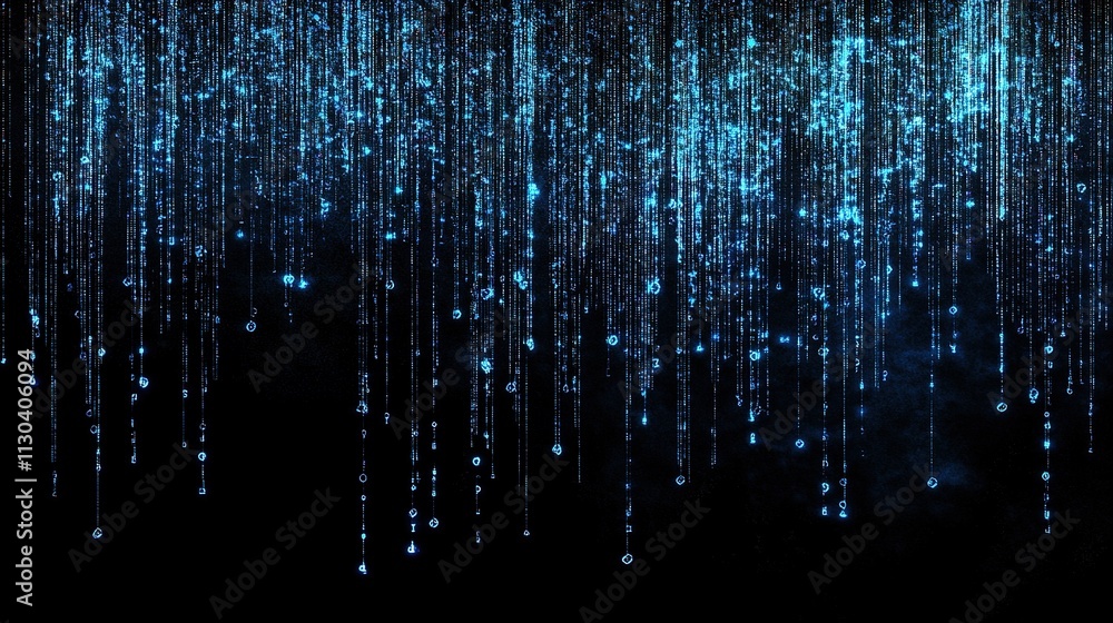 Aufkleber abstract data visualization with blue lines and glowing drops