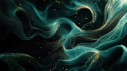 Abstract Flowing Lines on Dark Background with Golden Accents