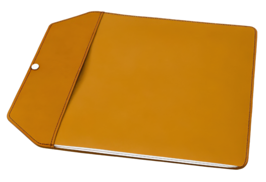 Brown leather portfolio or folder isolated with transparent background