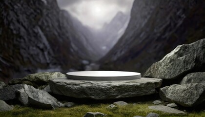 Rocks and Stones Podium for Modern Award Ceremony AI Generated. Contemporary podium with rock