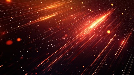 Fototapeta premium Glowing Lines and Particles Floating on Dark Background
