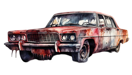 Watercolor horror car