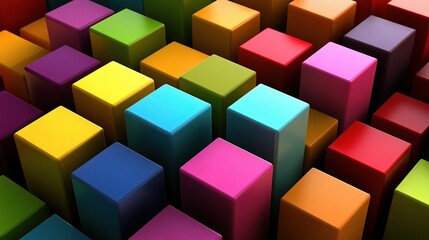 Obraz premium Vibrant Geometric Blocks in 3D Colorful Arrangement with Shadows