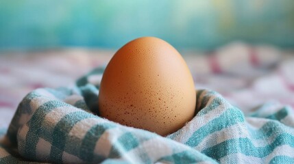 single egg on the pieces of tower and clothes