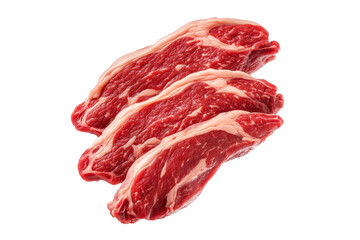 Fototapeta premium Closeup pork shoulder steak showcasing marbled texture isolated on white background, emphasizing freshness and quality.