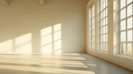 Obraz premium Bright and Airy Interior Space with Sunlight and Shadows