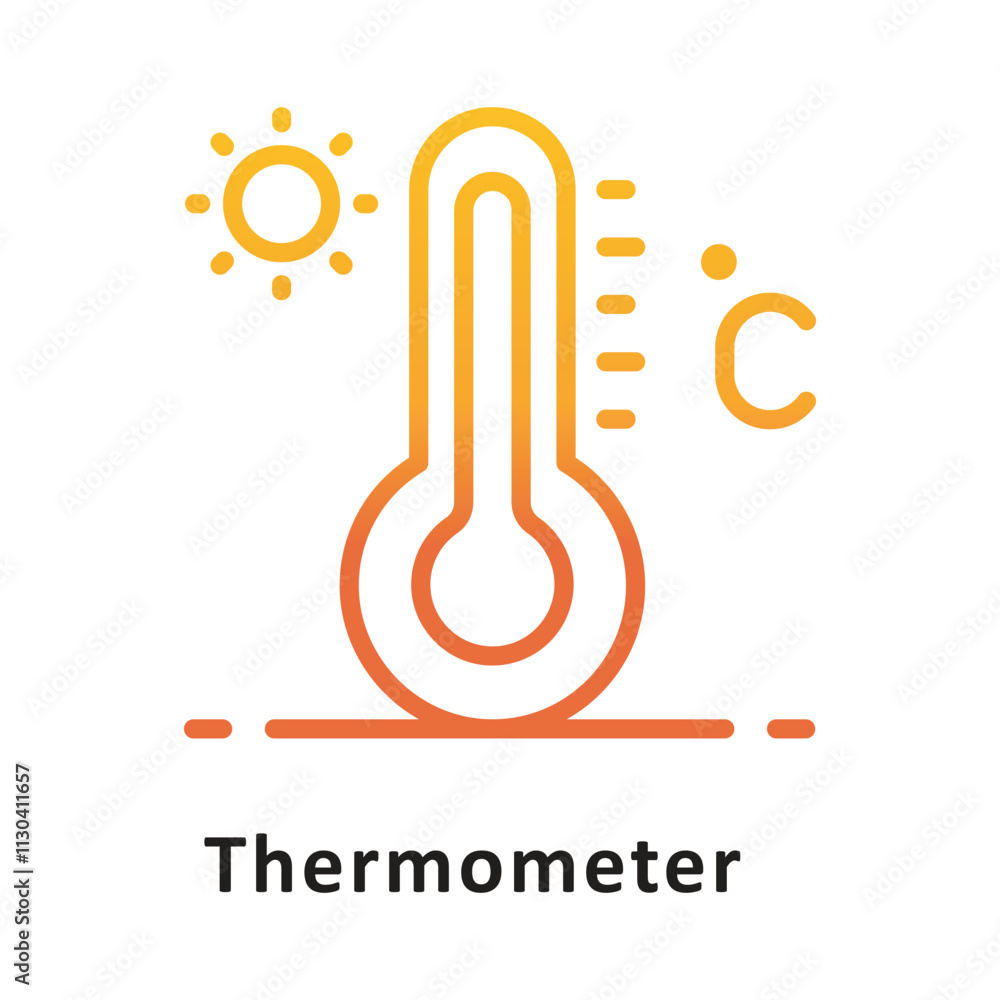 Poster thermometer gradient outline icon. eps 10 file