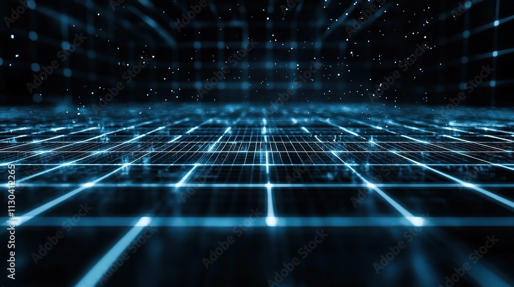 Aufkleber 3d wireframe grid on black background for design projects