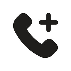 White Phone Icon with Plus Sign:  Medical or Emergency Contact Symbol