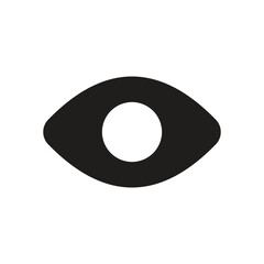 Abstract stylized white eye symbol on a dark grey background.