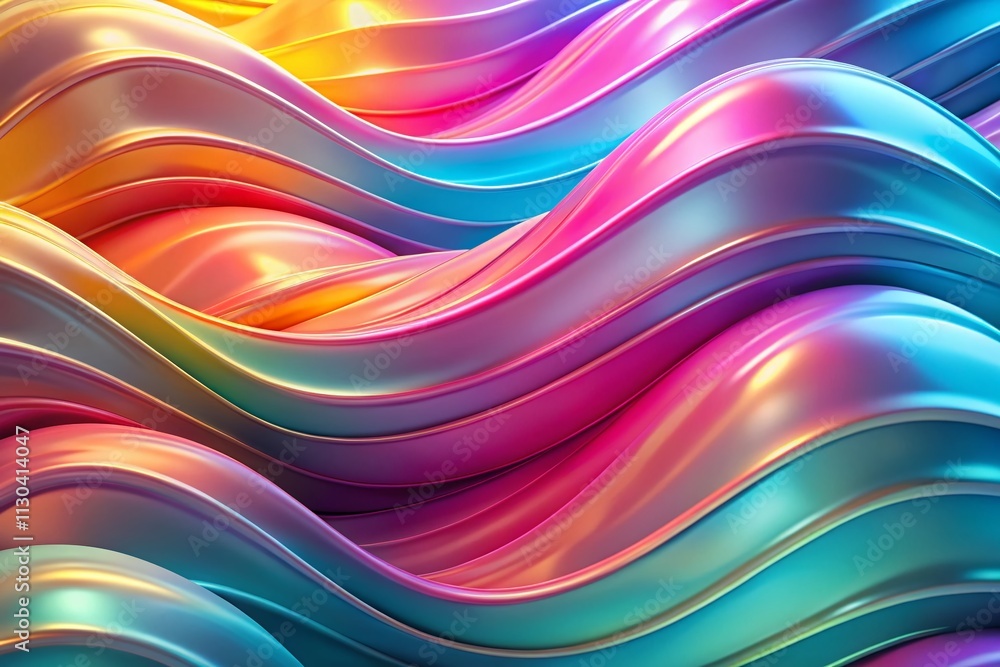 Poster smooth 3d wavy glossy abstract pastel colors background for creative projects and modern designs, id