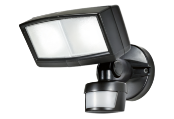 Dual-head motion sensor security light isolated with transparent background