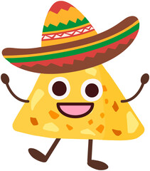 Mexican Cartoon Food Nachos Character