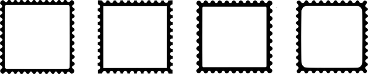 Obraz premium variety of stamps, customizable, frames, template, illustration, symbol, borders, zigzag, effect, isolated, extracted, transparent