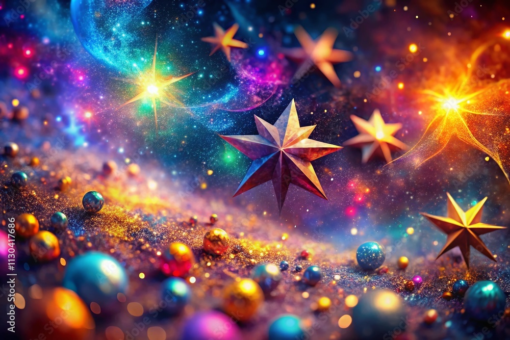 Poster stunning 3d rendering of an abstract space background featuring glimmering stars and colorful nebula