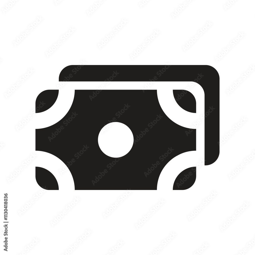 Poster pixelated white rectangular object with central square and irregular edges