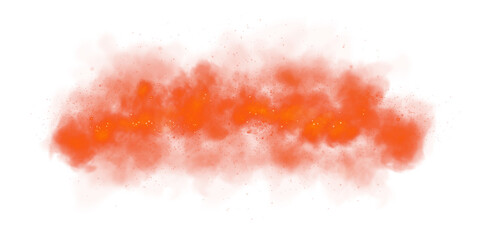 Fototapeta premium Fantastic red smoke background. Magic red smoke with glitter and small particles of twinkling stars. Fog with luminous particles. Red vapor with stardust. Morning fog over land or water surface, magic