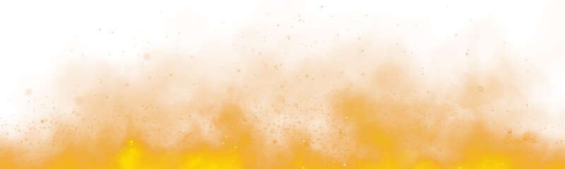 Fantastic orange smoke background. Magic orange smoke with glitter and small particles of twinkling stars. Fog with luminous particles. Orange vapor with stardust. Morning fog over land or water surfa © Orange Sky