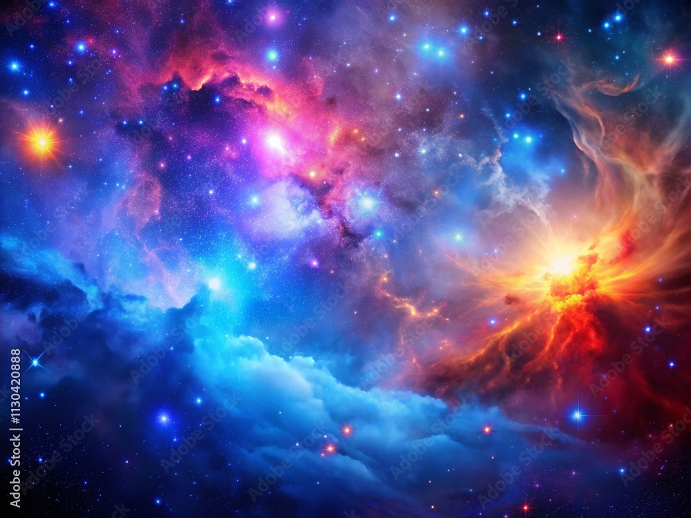 Poster stunning colorful cosmic nebula in space with bokeh effect, capturing the mysteries of the universe 