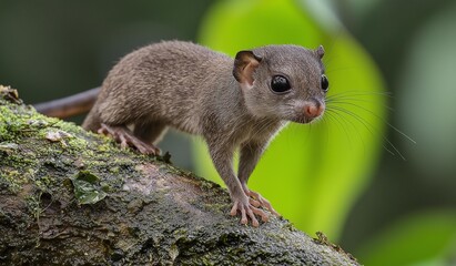 AI generator images of Treeshrews, Banxrings, similar to squirrels which is an animal that is ranked as a rodent (Rodentia) can eat both plants and small animals such as insects or worms as food.