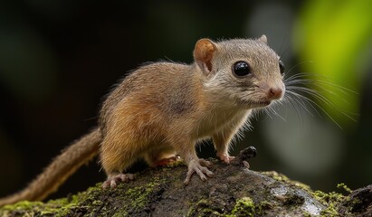 Obraz premium AI generator images of Treeshrews, Banxrings, similar to squirrels which is an animal that is ranked as a rodent (Rodentia) can eat both plants and small animals such as insects or worms as food.