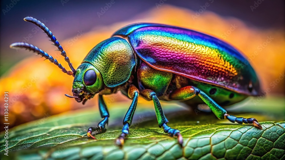 Poster stunning macro photography of a colorful beetle displaying intricate patterns and textures in nature