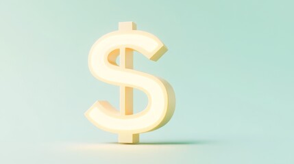 Obraz premium Illuminated Three Dimensional Dollar Sign on Pale Green