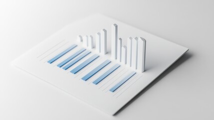 Obraz premium Abstract White And Blue Bar Chart Data Presentation