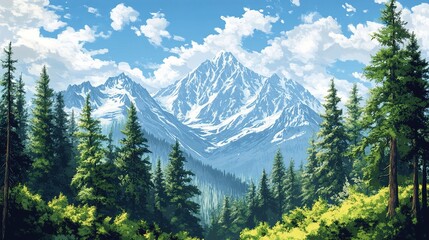 panorama of the mountains in summer