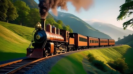 steam train in the countryside