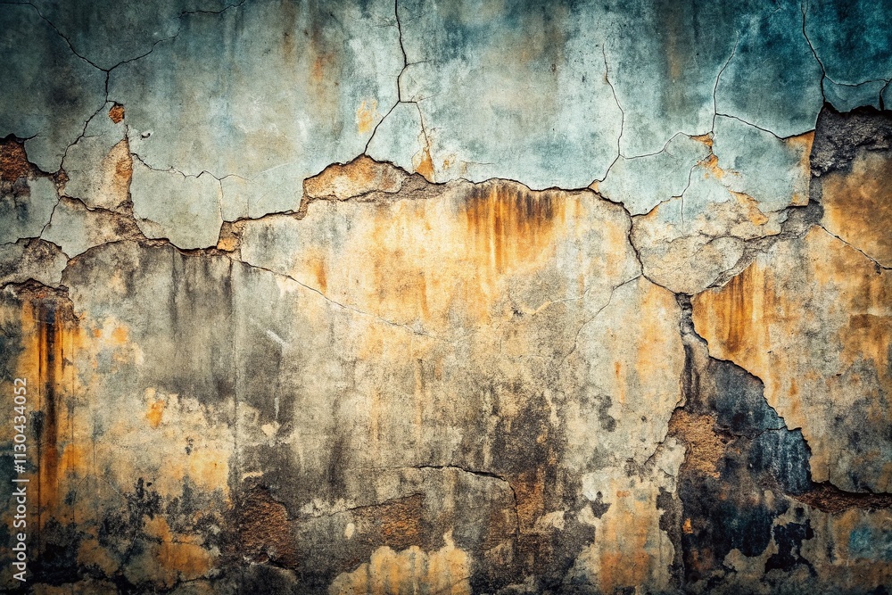 Poster surreal grunge concrete wall texture background for creative use - wide banner format with text spac
