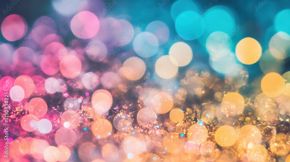 Poster soft circular lights in various colors blend together, creating a dreamy environment filled with vib