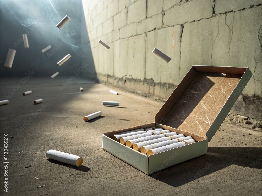 Aufkleber surreal open box with snus on concrete background – a unique perspective on swedish nicotine sachets
