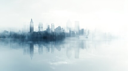 Obraz premium Dreamy Cityscape Reflection in Misty Urban Environment