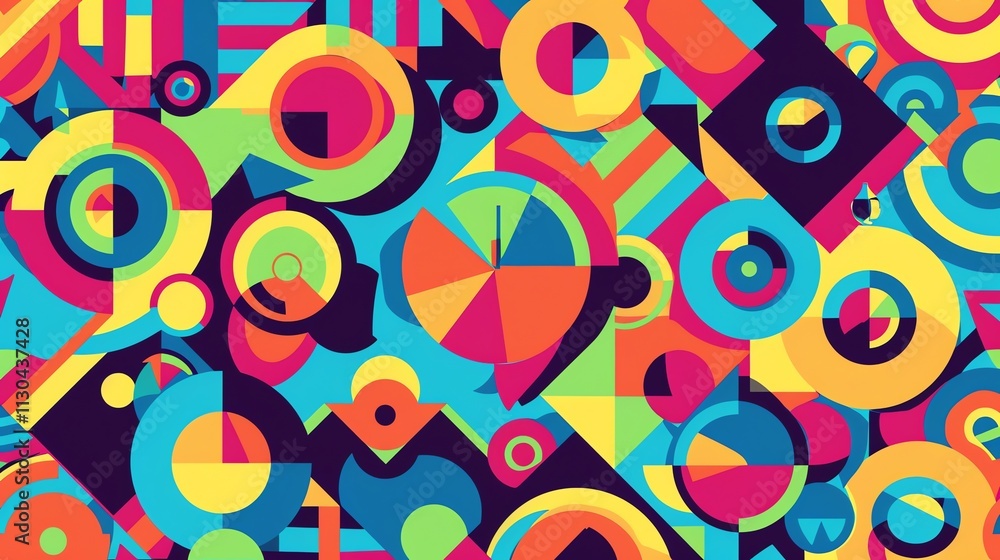 Aufkleber abstract pattern of overlapping colorful geometric shapes.