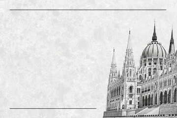 Naklejka premium vintage card with building of Hungarian parliament in Budapest