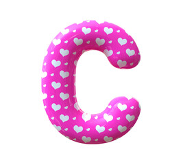 Pink Balloon Heart Letter C