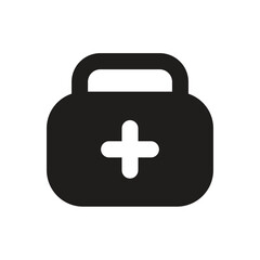 Fototapeta premium Stylized Pixel Art Icon: White First-Aid Kit with Download Arrow