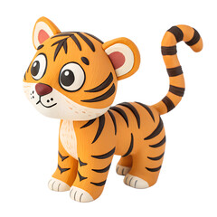 a clay Cute Tiger isolated on a transparent background