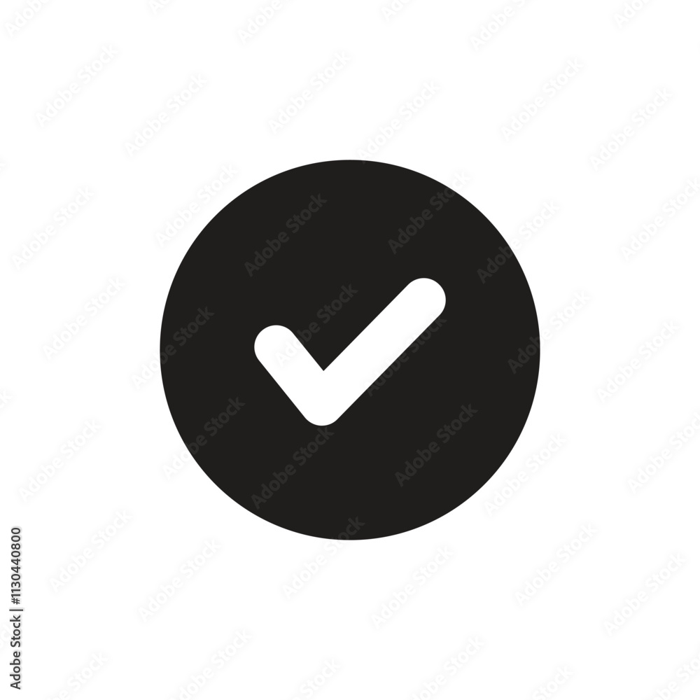 Poster pixelated clock face displaying a checkmark, signifying completion or deadline.