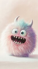 Obraz premium A cute, fluffy creature with big eyes and a joyful expression.