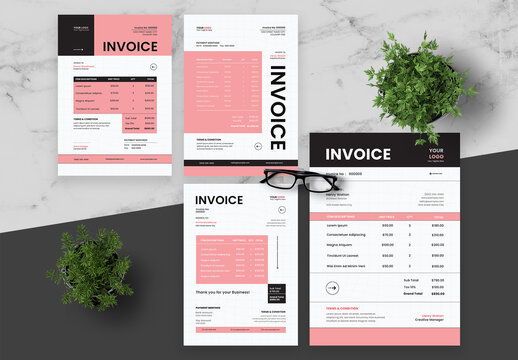 Pink And Black Invoice