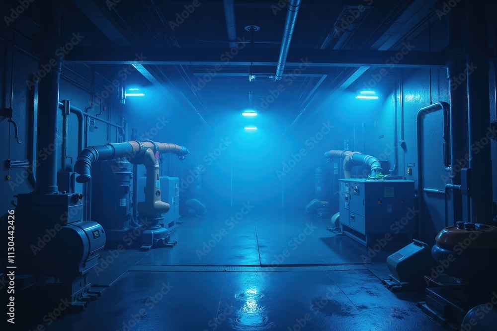 Aufkleber futuristic industrial environment showcasing advanced ai integration in a factory system with myster