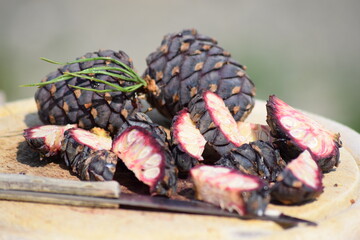 stone pine cones cut