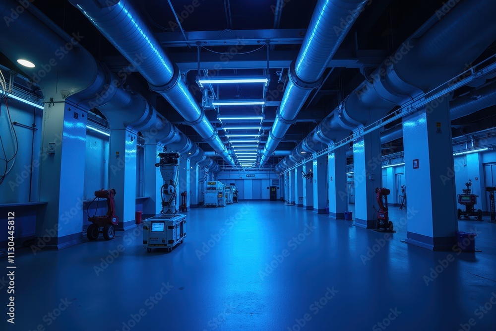 Poster modern ai factory with advanced automation systems and robotic arms in a high-tech industrial enviro